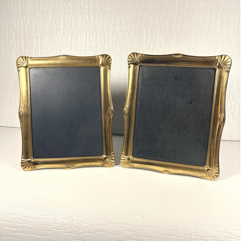 Vintage Gold Metal Picture Frames Set of 2 Scalloped Shell Detail 8x10 Opening